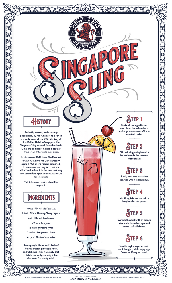 Portobello Road Merch - Singapore Sling Tea Towel - Portobello Road Gin